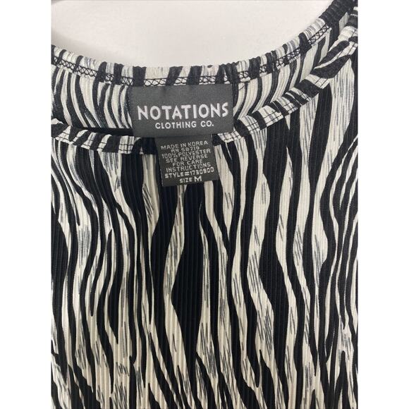 Vintage Y2K Notations M Zebra Striped Cropped Black White Tank Top 2000s - Picture 3 of 4